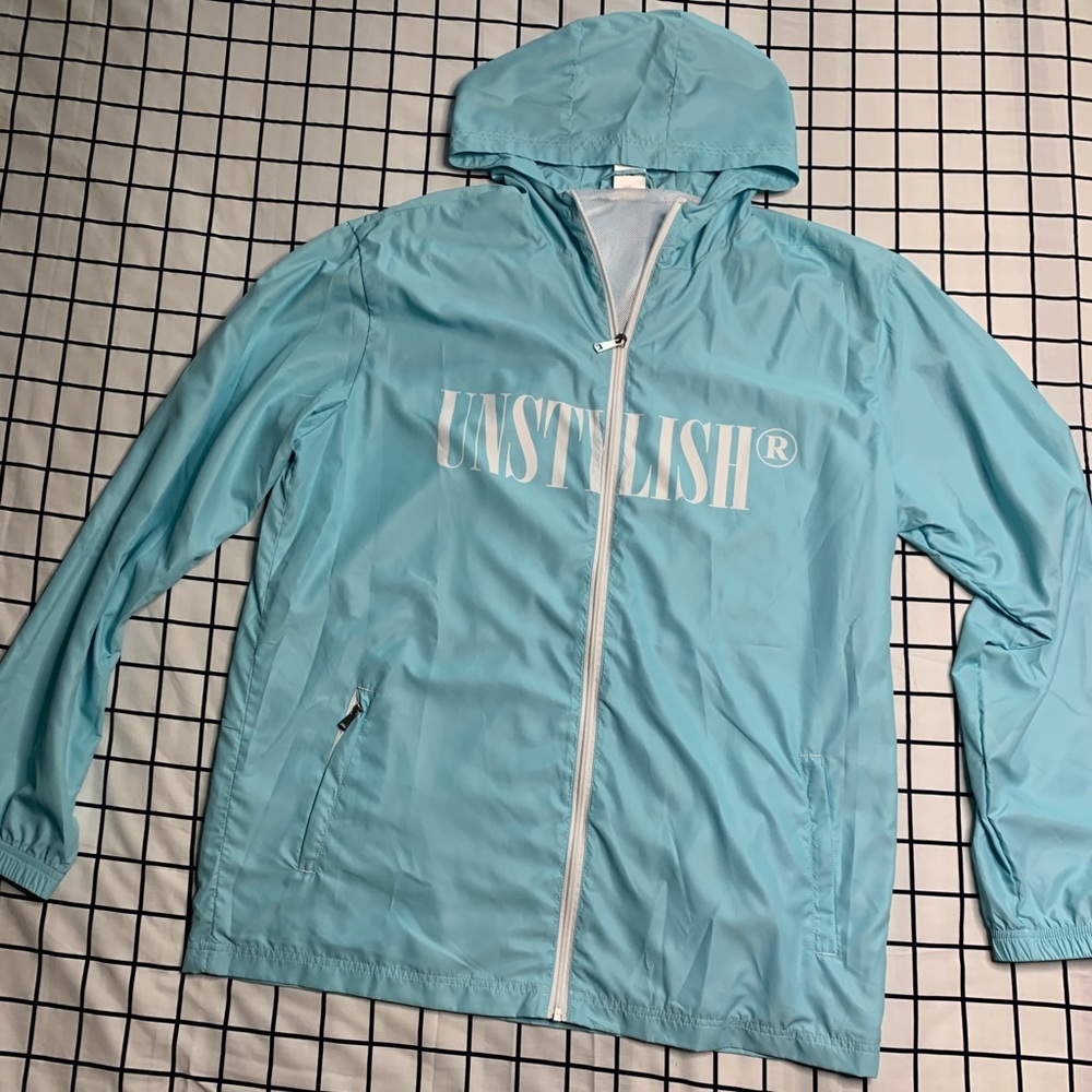 Blue windbreaker jacket